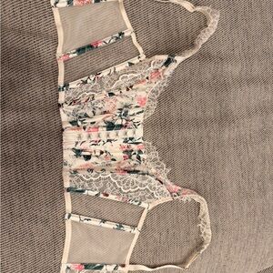 Victoria's Secret Floral Lace Bralette - Cream and Pink